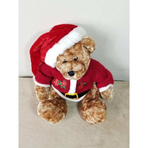 Dan Dee Teddy Bear Christmas 16" Knitted Sweater Plush Toy Stuffed Animal Vtg - Picture 3 of 13
